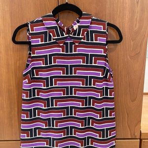 Kate Spade Geometric Red and Purple Blouse